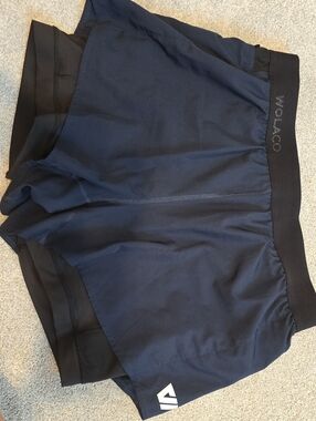 WOLACO Women's Navy Athletic Shorts with Built-In Liner